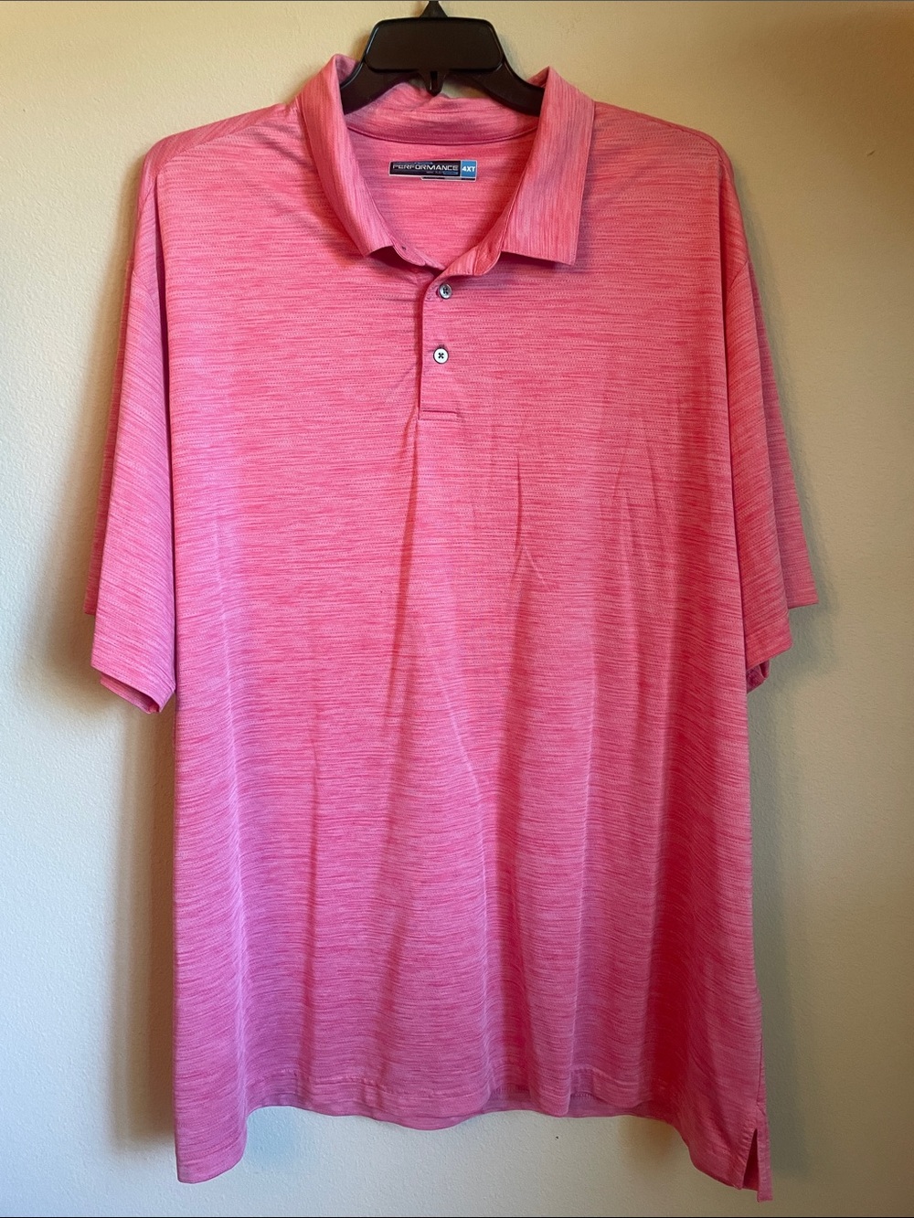 Roundtree and Yorke 4XT Pinkish coral Heather Performance Polo